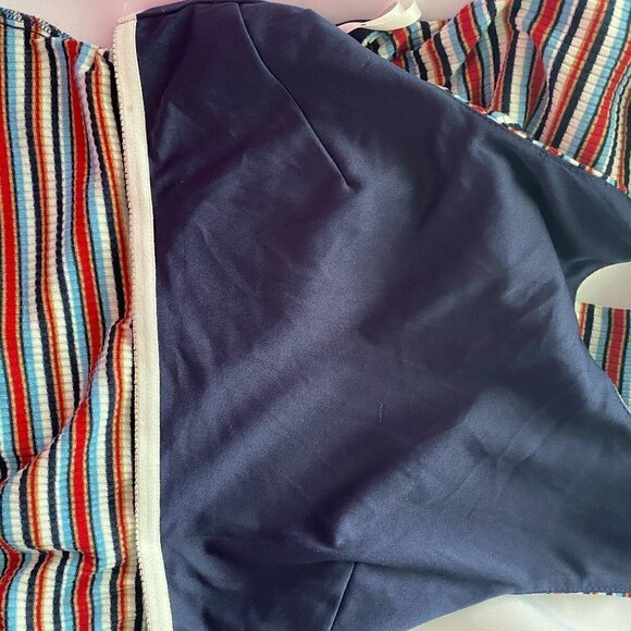 BCX Red White Blue Asymmetrical Hem Stripe Dress - Picture 12 of 16